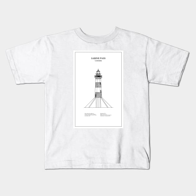 Sabine Pass Lighthouse - Louisiana - BD Kids T-Shirt by SPJE Illustration Photography